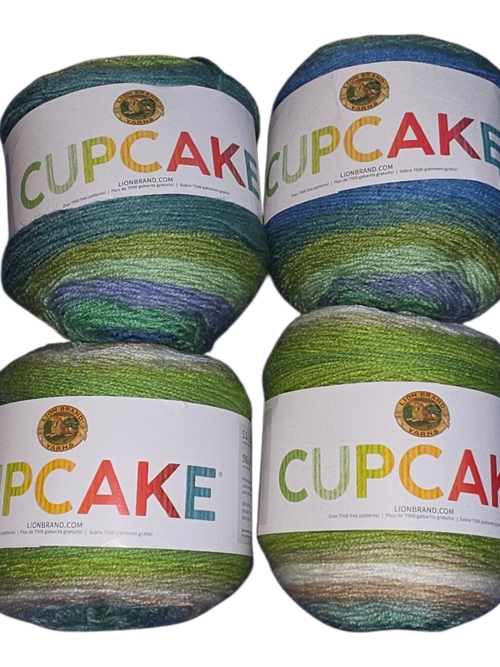 Lion Brand Cupcake Yarn Lot of 4 Forest Path & Sand Castle DISCONTINUED